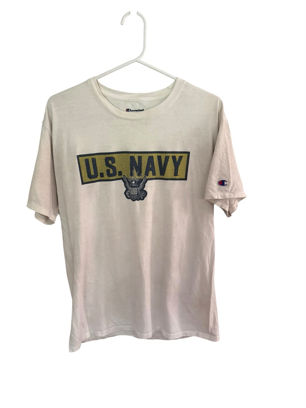 Champion U.S. Navy Graphic Tee - White with Yellow & Blue Print